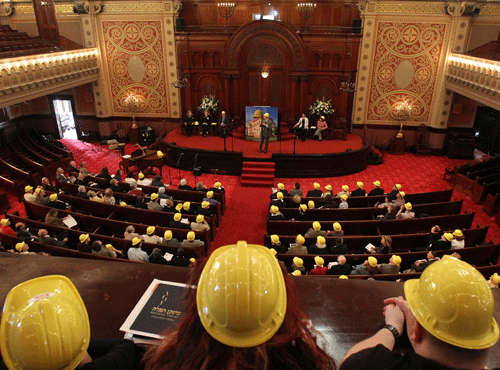A Hard Hat Shabbat service on April 16 kicked off the renovation project.