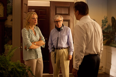 Director Woody Allen (center) with stars Cate Blanchett and Alec Baldwin.