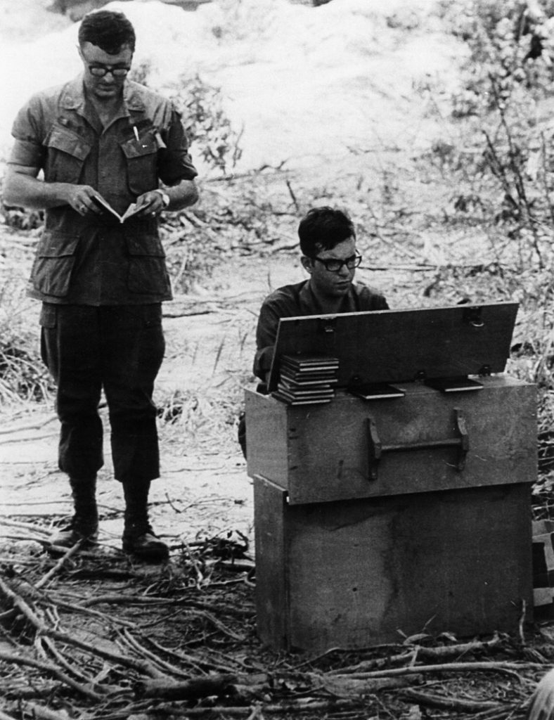 As an army chaplain in Vietnam, a young Jerry Mapp (left) led services in the field — often in clearings that had been defoliated, as this one was, by Agent Orange. Later he would learn that Agent Orange was a likely cause of his Parkinson’s disease.