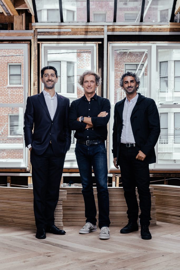 Partners Steve Mohebi, Yves Behar and Amir Mortazavi in their new space.