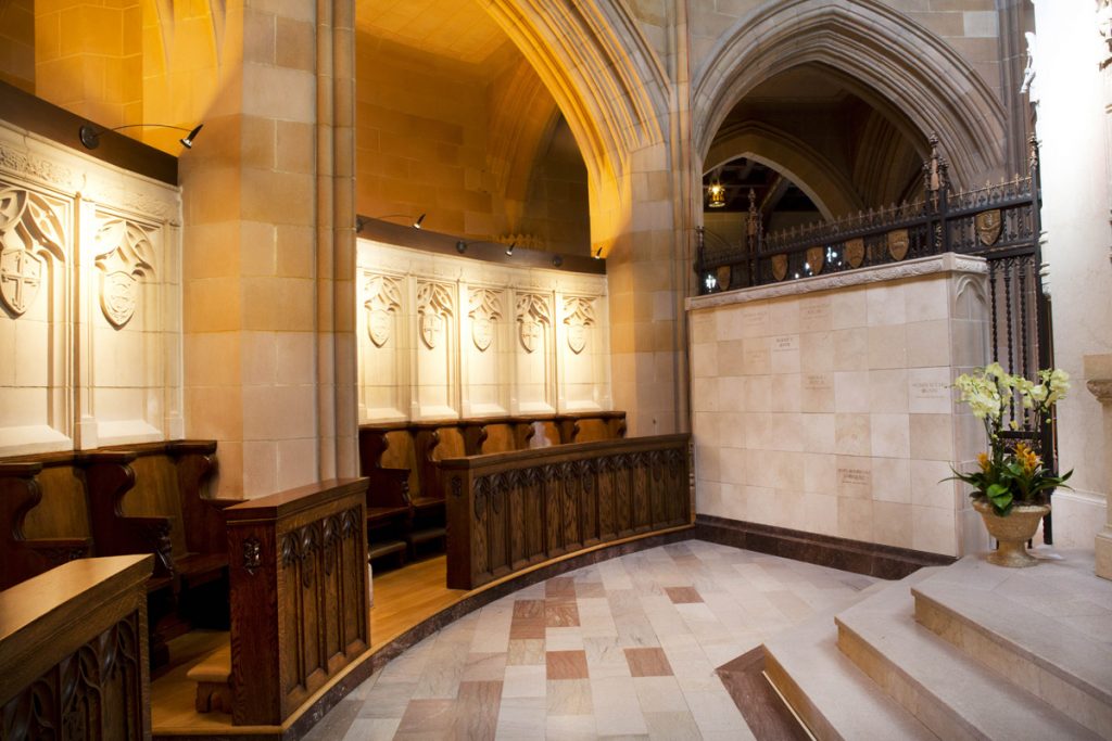 The columbarium is within the Friars Chapel behind the grand main altar of the church.