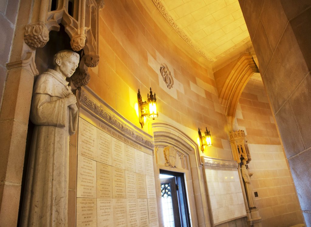 The columbarium includes a wall of remembrance. Photographs by Rose Hodges.